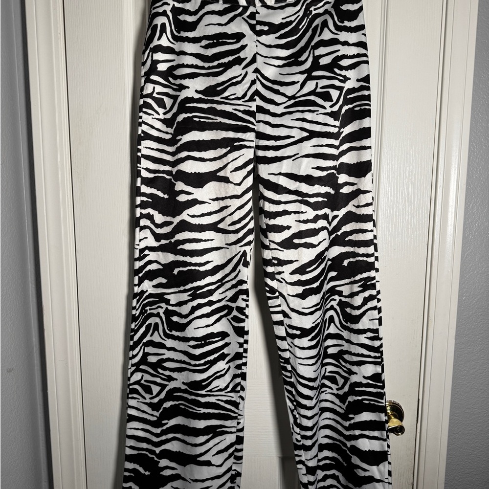 Koandaily Zebra Print Wide-Leg Pants - Black & White
